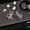 Moissanite Bow Knot Stud Earrings 925 Sterling Silver Sparkling Engagement
