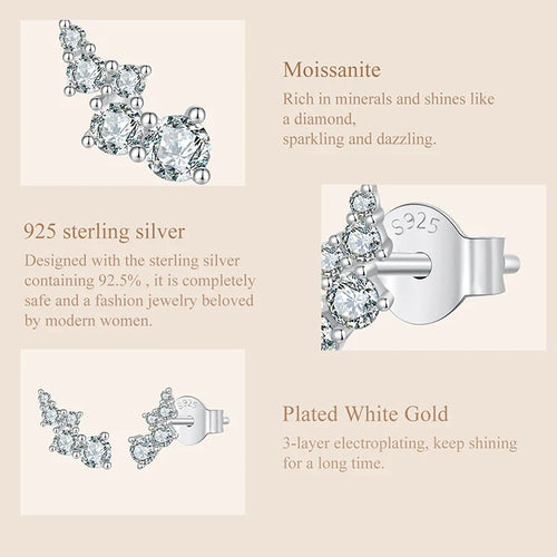 Moissanite Bubble Stud Earrings Geometric VVS1 EX 925 Sterling Screw Back