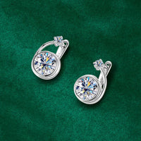 Moissanite Clip Hoop Earrings 925 Sterling Silver D-Color White Round Cut