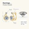 Moissanite Clip Hoop Earrings 925 Sterling Silver D-Color White Round Cut