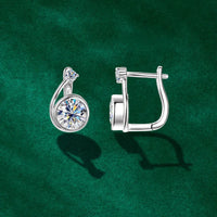 Moissanite Clip Hoop Earrings 925 Sterling Silver D-Color White Round Cut