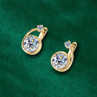 Moissanite Clip Hoop Earrings 925 Sterling Silver D-Color White Round Cut