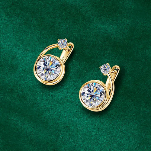 Moissanite Clip Hoop Earrings 925 Sterling Silver D-Color White Round Cut