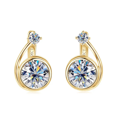 Moissanite Clip Hoop Earrings 925 Sterling Silver D-Color White Round Cut