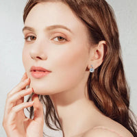 Moissanite Clip Hoop Earrings 925 Sterling Silver D-Color White Round Cut