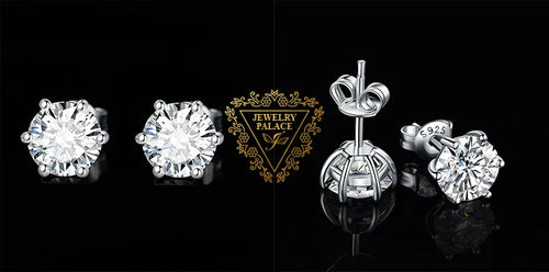 Moissanite D Color Round Solitaire Stud Earrings 0.6-6ct Sterling Silver