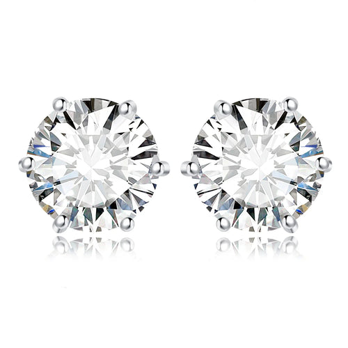 Moissanite D Color Round Solitaire Stud Earrings 0.6-6ct Sterling Silver