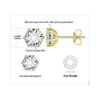 Moissanite D Color Round Solitaire Stud Earrings 0.6-6ct Sterling Silver