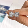 Moissanite Diamond Stud Earrings 925 Sterling Silver Round Halo Wedding Jewelry