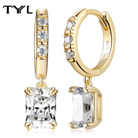 Moissanite VVS1 Drop Earrings 18K Gold Plated 925 Sterling Round Pear Square
