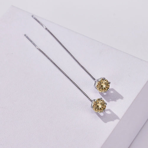 Moissanite Drop Earrings 5-6.5mm Sterling 925 Silver Solitaire Dangle Gift