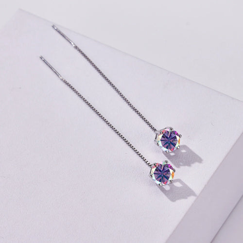 Moissanite Drop Earrings 5-6.5mm Sterling 925 Silver Solitaire Dangle Gift