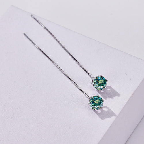 Moissanite Drop Earrings 5-6.5mm Sterling 925 Silver Solitaire Dangle Gift
