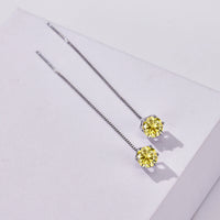 Moissanite Drop Earrings 5-6.5mm Sterling 925 Silver Solitaire Dangle Gift