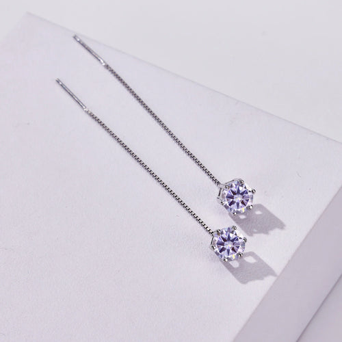 Moissanite Drop Earrings 5-6.5mm Sterling 925 Silver Solitaire Dangle Gift