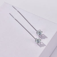 Moissanite Drop Earrings 5-6.5mm Sterling 925 Silver Solitaire Dangle Gift