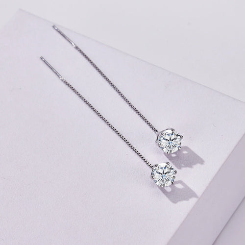 Moissanite Drop Earrings 5-6.5mm Sterling 925 Silver Solitaire Dangle Gift