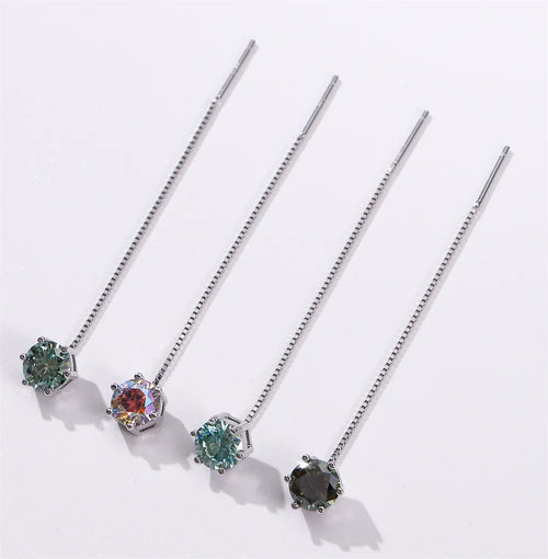 Moissanite Drop Earrings 5-6.5mm Sterling 925 Silver Solitaire Dangle Gift