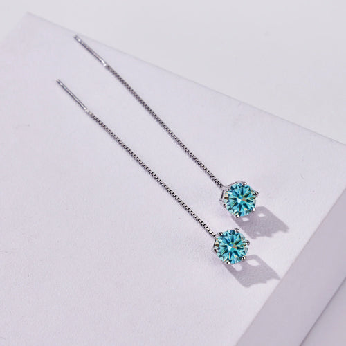 Moissanite Drop Earrings 5-6.5mm Sterling 925 Silver Solitaire Dangle Gift