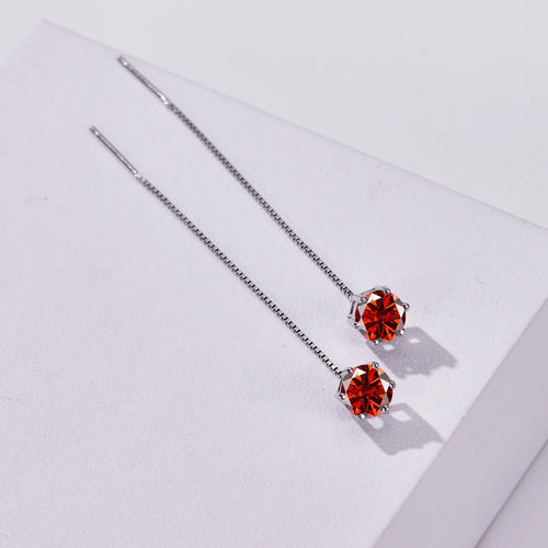 Moissanite Drop Earrings 5-6.5mm Sterling 925 Silver Solitaire Dangle Gift