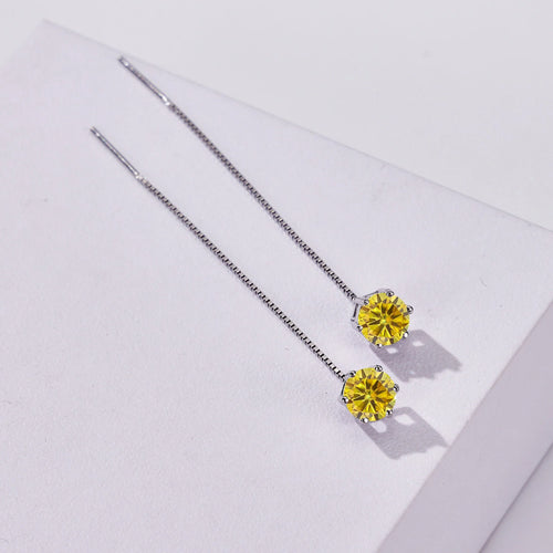 Moissanite Drop Earrings 5-6.5mm Sterling 925 Silver Solitaire Dangle Gift