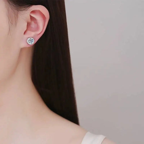 Moissanite Earrings 925 Sterling Silver Clip Stud Luxury Gift For Women