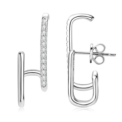 Moissanite Geometric Stud Earrings 925 Sterling Silver Push Back Gift For Women