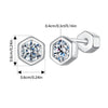 Moissanite Hexagonal Stud Earrings 925 Silver Screw-Back Bezel Gift