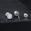 Moissanite Hexagonal Stud Earrings 925 Silver Screw-Back Bezel Gift