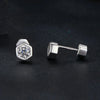 Moissanite Hexagonal Stud Earrings 925 Silver Screw-Back Bezel Gift