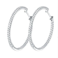 Moissanite Hoop Earrings 30/50mm Sterling Silver 925 Bridal Wedding Hoops