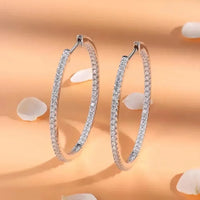 Moissanite Hoop Earrings 30/50mm Sterling Silver 925 Bridal Wedding Hoops