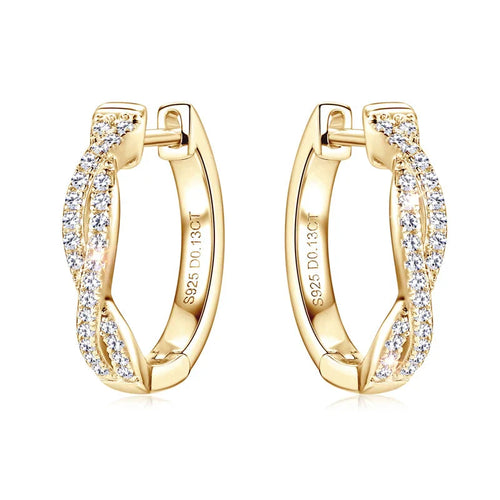 Moissanite Hoop Earrings 925 Sterling Silver Twist Small Hoops For Women