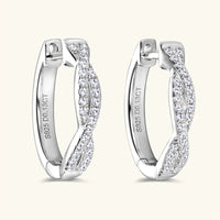 Moissanite Hoop Earrings 925 Sterling Silver Twist Small Hoops For Women