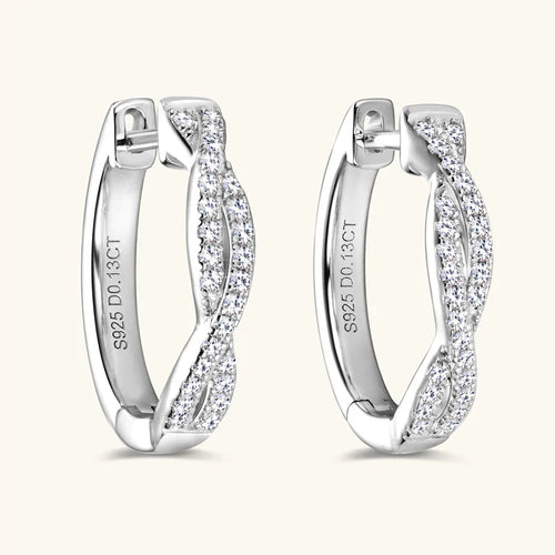 Moissanite Hoop Earrings 925 Sterling Silver Twist Small Hoops For Women