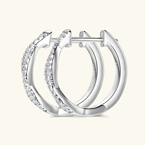 Moissanite Hoop Earrings 925 Sterling Silver Twist Small Hoops For Women