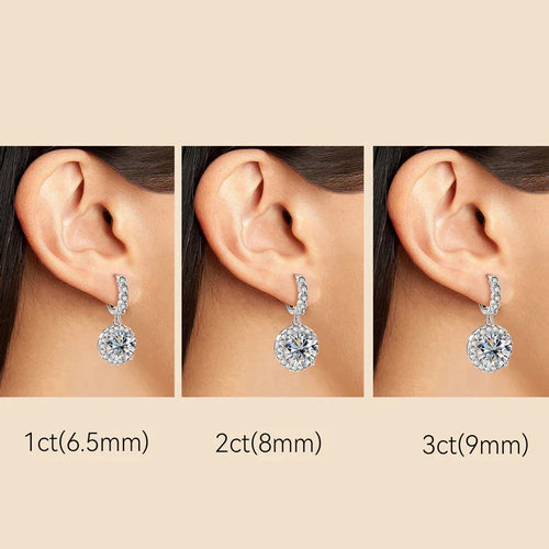 Moissanite Hoop Huggie Earrings 925 Sterling Silver Dangle Drop 3ct 2ct