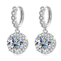 Moissanite Hoop Huggie Earrings 925 Sterling Silver Dangle Drop 3ct 2ct