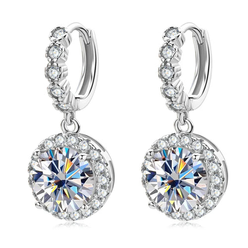 Moissanite Hoop Huggie Earrings 925 Sterling Silver Dangle Drop 3ct 2ct