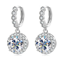 Moissanite Hoop Huggie Earrings 925 Sterling Silver Dangle Drop 3ct 2ct