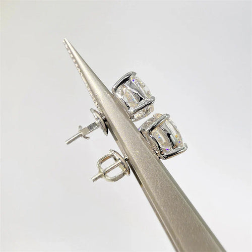 Moissanite Screw-Back Stud Earrings 0.5-2CT Four-Prong S925 Sterling Silver
