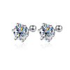 Moissanite Screw Stud Earrings 0.5-2ct D Color 925 Sterling Silver Wedding Studs