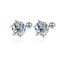 Moissanite Screw Stud Earrings 0.5-2ct D Color 925 Sterling Silver Wedding Studs