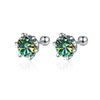 Moissanite Screw Stud Earrings 0.5-2ct D Color 925 Sterling Silver Wedding Studs