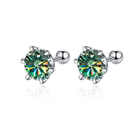 Moissanite Screw Stud Earrings 0.5-2ct D Color 925 Sterling Silver Wedding Studs