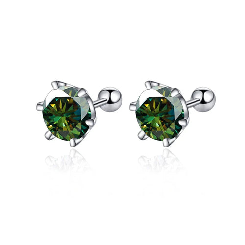 Moissanite Screw Stud Earrings 0.5-2ct D Color 925 Sterling Silver Wedding Studs