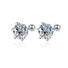 Moissanite Screw Stud Earrings 0.5-2ct D Color 925 Sterling Silver Wedding Studs