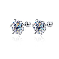 Moissanite Screw Stud Earrings 0.5-2ct D Color 925 Sterling Silver Wedding Studs