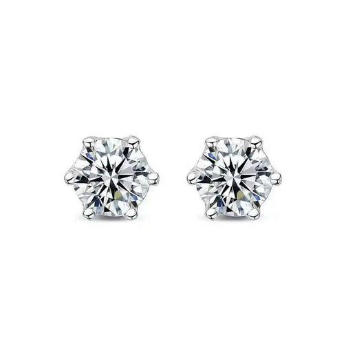 Moissanite Screw Stud Earrings 0.2-2CT D Color 925 Sterling Silver 6 Prong