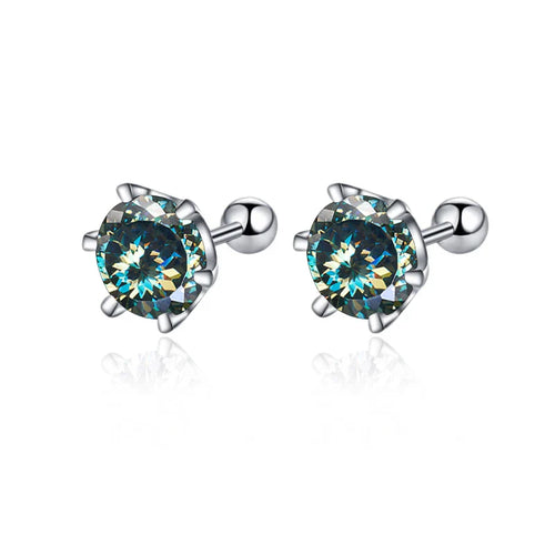 Moissanite Screw Stud Earrings 0.5-2ct D Color 925 Sterling Silver Wedding Studs